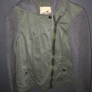 hollister army green and gray jacket